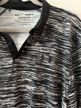 Under Armour Shirt Mens LG Heather Black Iso Chill Golf Polo EUC